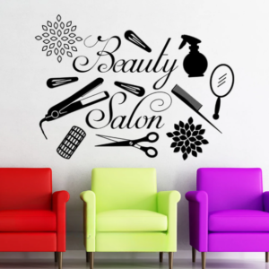 Beauty Salon Wall Stickers. Wooden Material.