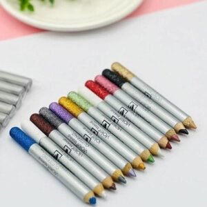 12 Pcs Glitter Eyeliner Pencils Set – Metallic Colors for Long-Lasting, Natural Eye Makeup